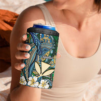 Personalised Hawaii Tribal Humpback Whale 4 in 1 Can Cooler Tumbler Omaomao Hibiscus Seamless Pattern