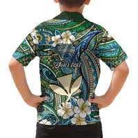 Personalised Hawaii Tribal Humpback Whale Family Matching Puletasi and Hawaiian Shirt Omaomao Hibiscus Seamless Pattern