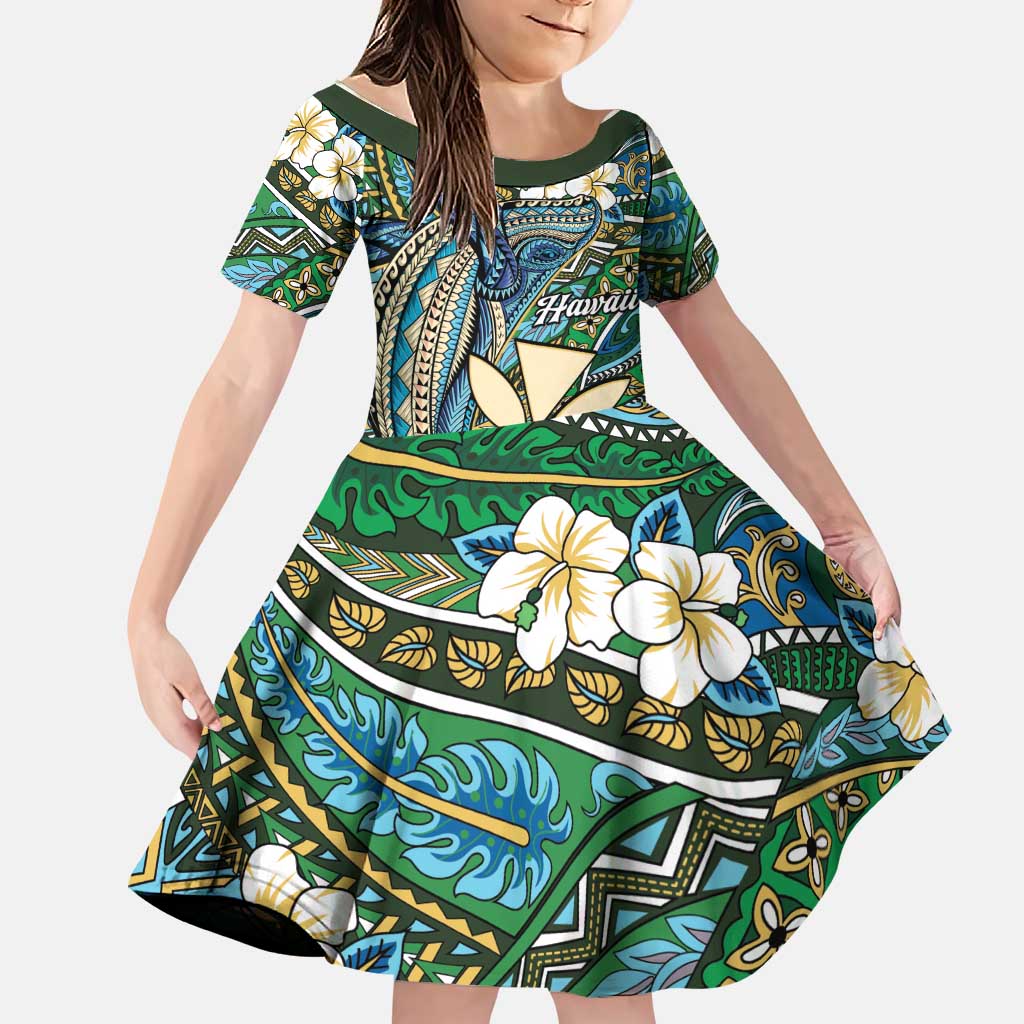 Personalised Hawaii Tribal Humpback Whale Family Matching Puletasi and Hawaiian Shirt Omaomao Hibiscus Seamless Pattern