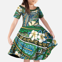 Personalised Hawaii Tribal Humpback Whale Family Matching Puletasi and Hawaiian Shirt Omaomao Hibiscus Seamless Pattern
