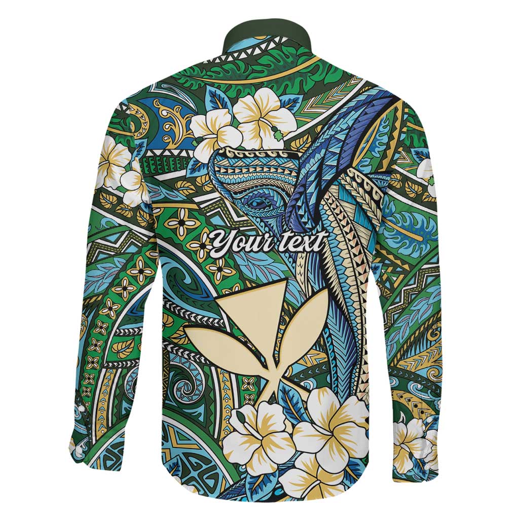 Personalised Hawaii Tribal Humpback Whale Family Matching Puletasi and Hawaiian Shirt Omaomao Hibiscus Seamless Pattern