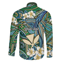 Personalised Hawaii Tribal Humpback Whale Family Matching Puletasi and Hawaiian Shirt Omaomao Hibiscus Seamless Pattern