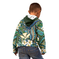 Personalised Hawaii Tribal Humpback Whale Kid Hoodie Omaomao Hibiscus Seamless Pattern LT9 - Polynesian Pride