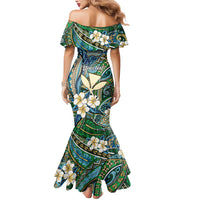 Personalised Hawaii Tribal Humpback Whale Mermaid Dress Omaomao Hibiscus Seamless Pattern