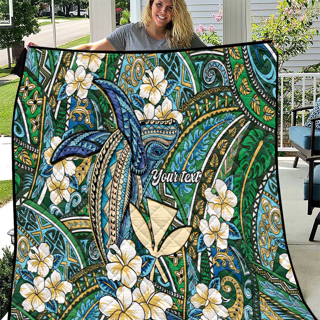 Personalised Hawaii Tribal Humpback Whale Quilt Omaomao Hibiscus Seamless Pattern LT9 Green - Polynesian Pride