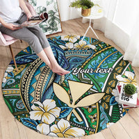 Personalised Hawaii Tribal Humpback Whale Round Carpet Omaomao Hibiscus Seamless Pattern LT9 - Polynesian Pride
