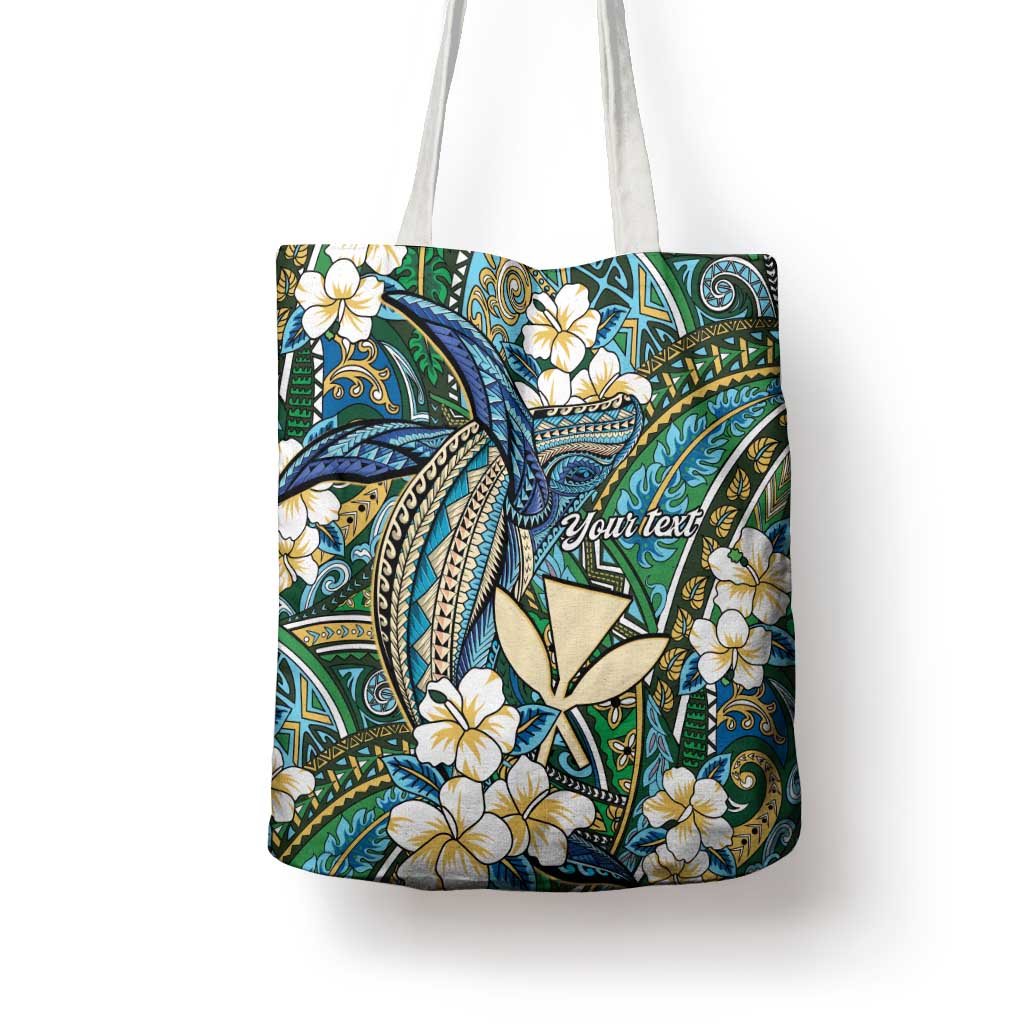 Personalised Hawaii Tribal Humpback Whale Tote Bag Omaomao Hibiscus Seamless Pattern