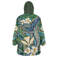 Personalised Hawaii Tribal Humpback Whale Wearable Blanket Hoodie Omaomao Hibiscus Seamless Pattern LT9 - Polynesian Pride