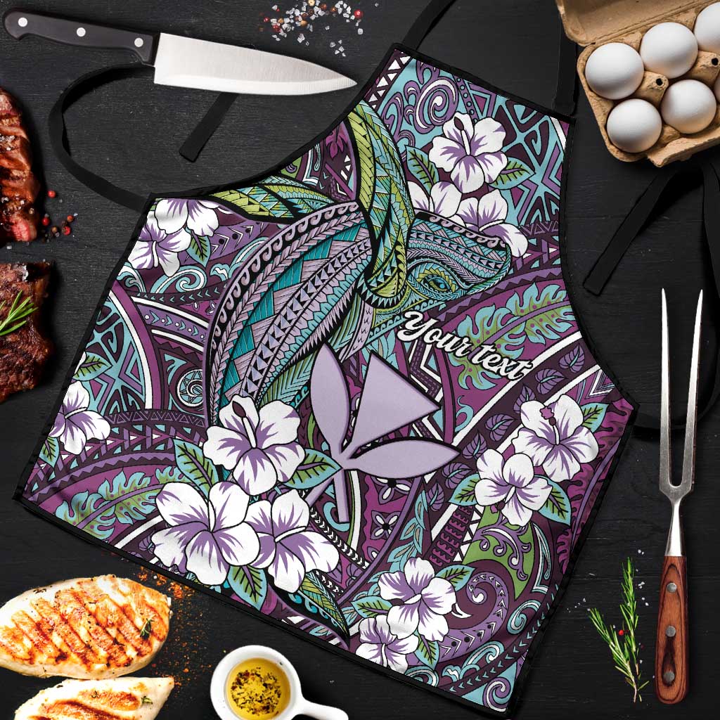 Personalised Hawaii Tribal Humpback Whale Apron Poni Hibiscus Seamless Pattern