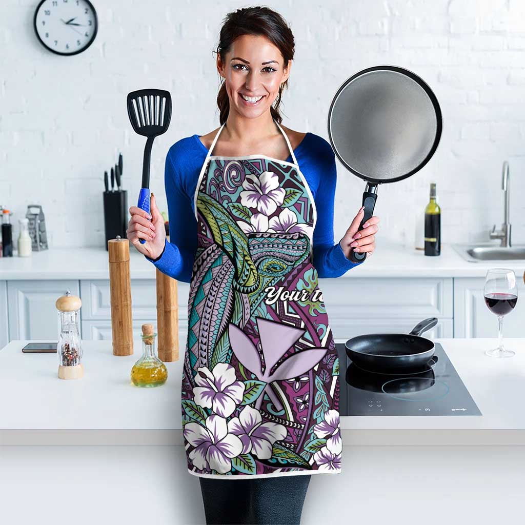 Personalised Hawaii Tribal Humpback Whale Apron Poni Hibiscus Seamless Pattern