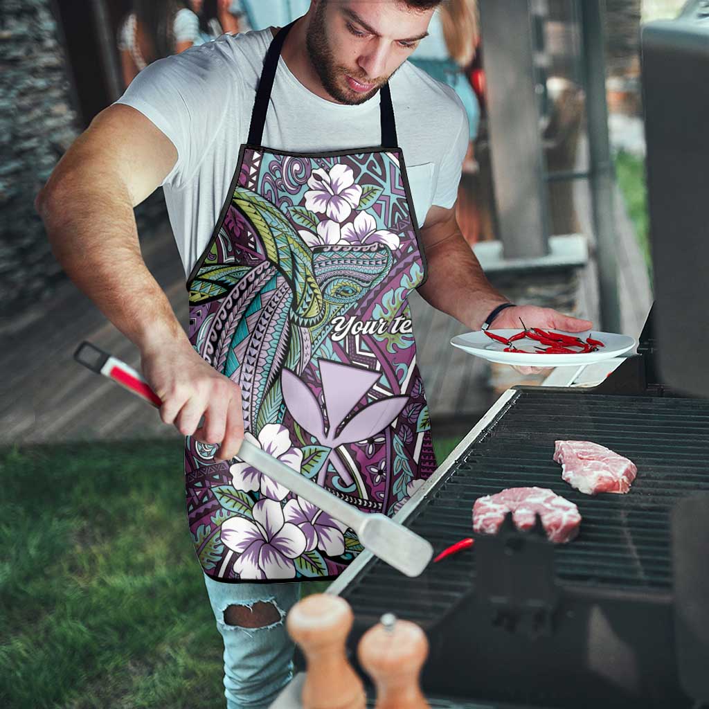 Personalised Hawaii Tribal Humpback Whale Apron Poni Hibiscus Seamless Pattern