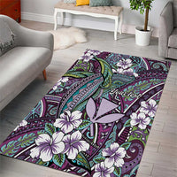 Personalised Hawaii Tribal Humpback Whale Area Rug Poni Hibiscus Seamless Pattern LT9 - Polynesian Pride