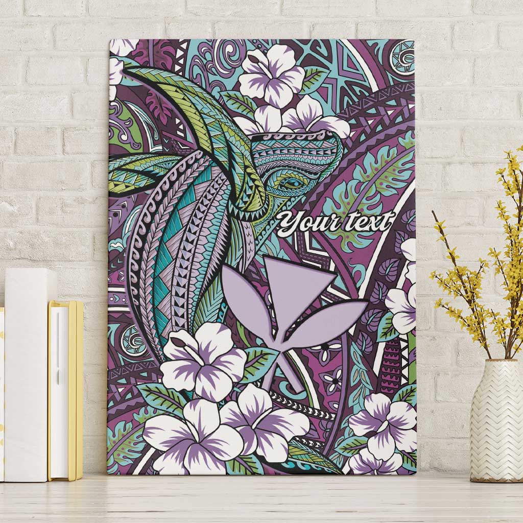 Personalised Hawaii Tribal Humpback Whale Canvas Wall Art Poni Hibiscus Seamless Pattern
