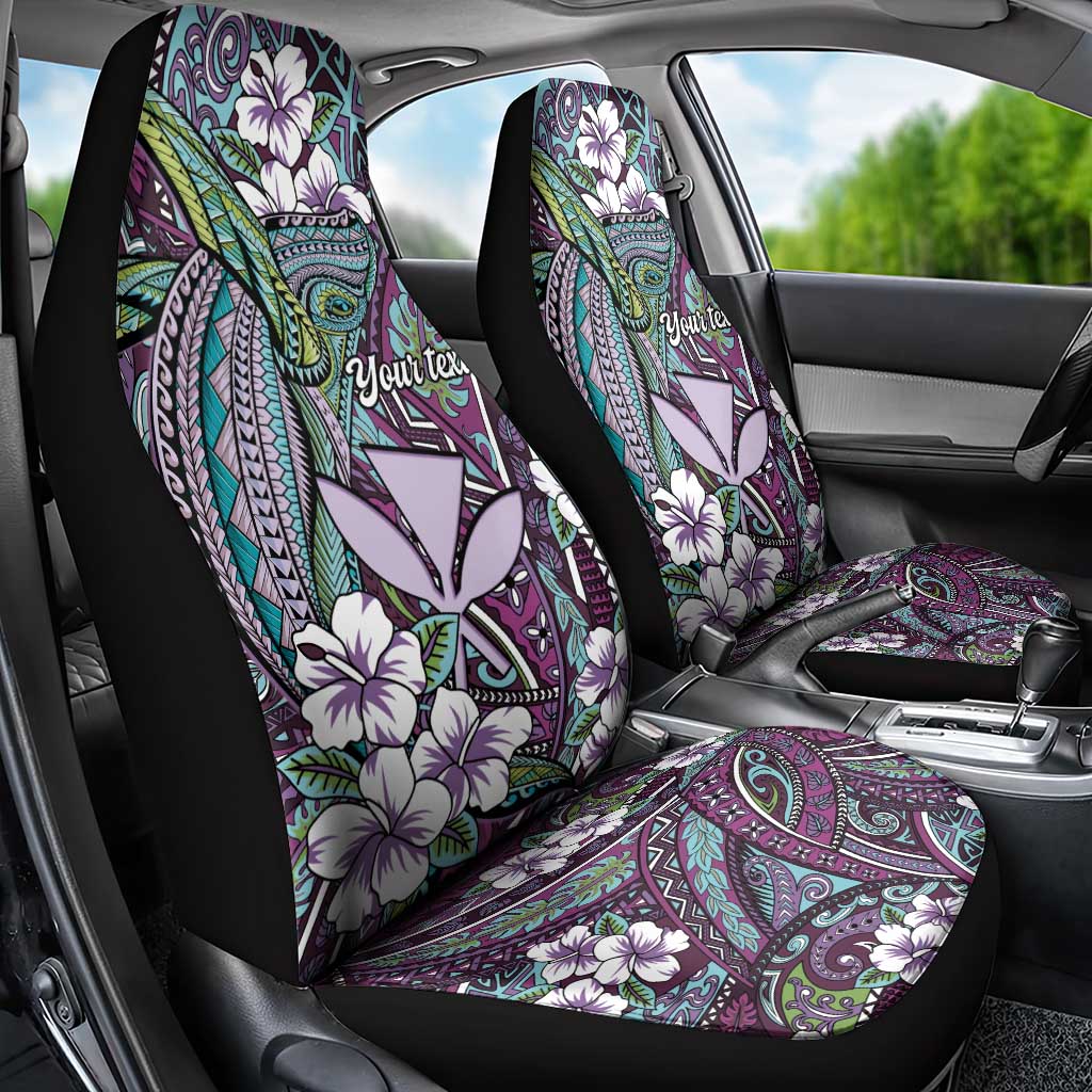 Personalised Hawaii Tribal Humpback Whale Car Seat Cover Poni Hibiscus Seamless Pattern