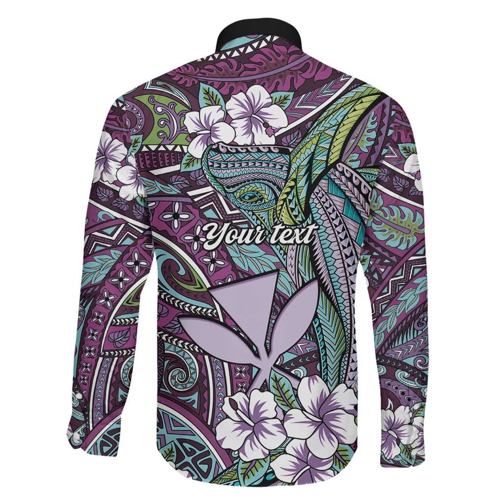 Personalised Hawaii Tribal Humpback Whale Family Matching Off Shoulder Maxi Dress and Hawaiian Shirt Poni Hibiscus Seamless Pattern