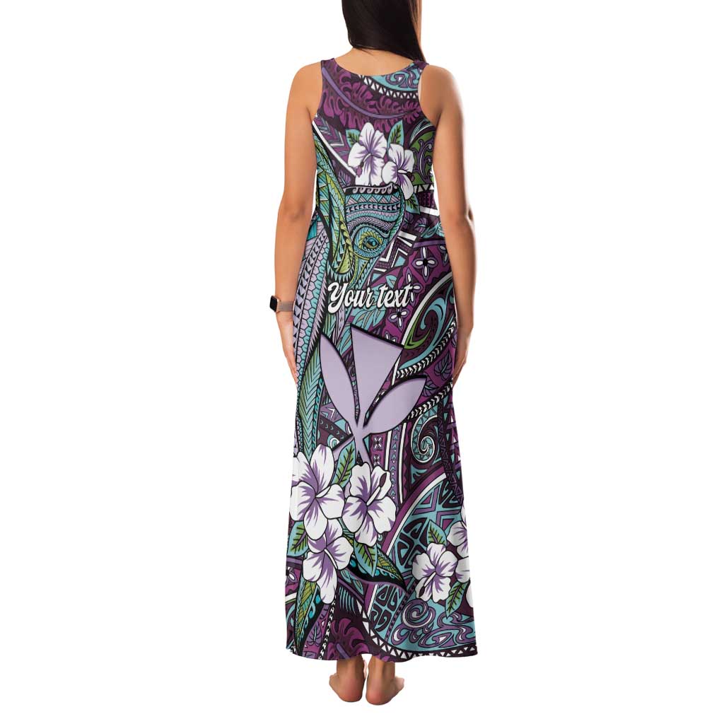 Personalised Hawaii Tribal Humpback Whale Family Matching Tank Maxi Dress and Hawaiian Shirt Poni Hibiscus Seamless Pattern