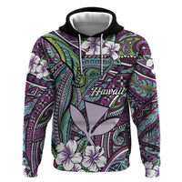 Personalised Hawaii Tribal Humpback Whale Hoodie Poni Hibiscus Seamless Pattern LT9 Pullover Hoodie Purple - Polynesian Pride