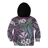 Personalised Hawaii Tribal Humpback Whale Kid Hoodie Poni Hibiscus Seamless Pattern LT9 - Polynesian Pride