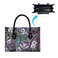 Personalised Hawaii Tribal Humpback Whale Leather Bag Poni Hibiscus Seamless Pattern