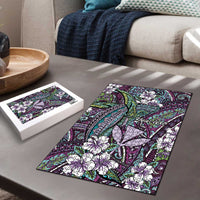 Personalised Hawaii Tribal Humpback Whale Puzzle Poni Hibiscus Seamless Pattern