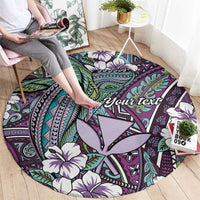 Personalised Hawaii Tribal Humpback Whale Round Carpet Poni Hibiscus Seamless Pattern