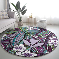 Personalised Hawaii Tribal Humpback Whale Round Carpet Poni Hibiscus Seamless Pattern