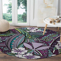 Personalised Hawaii Tribal Humpback Whale Round Carpet Poni Hibiscus Seamless Pattern