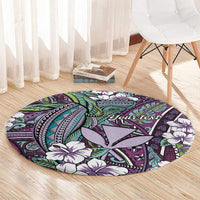 Personalised Hawaii Tribal Humpback Whale Round Carpet Poni Hibiscus Seamless Pattern