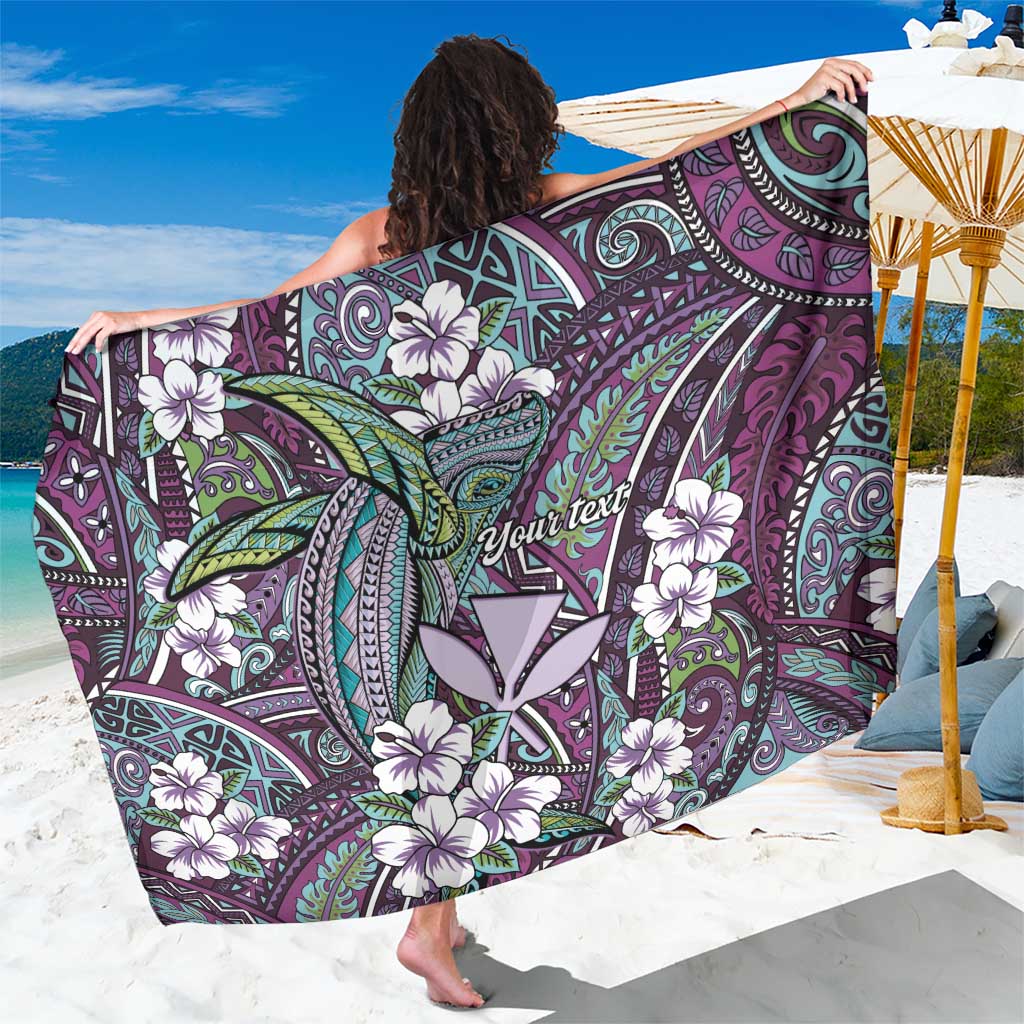 Personalised Hawaii Tribal Humpback Whale Sarong Poni Hibiscus Seamless Pattern