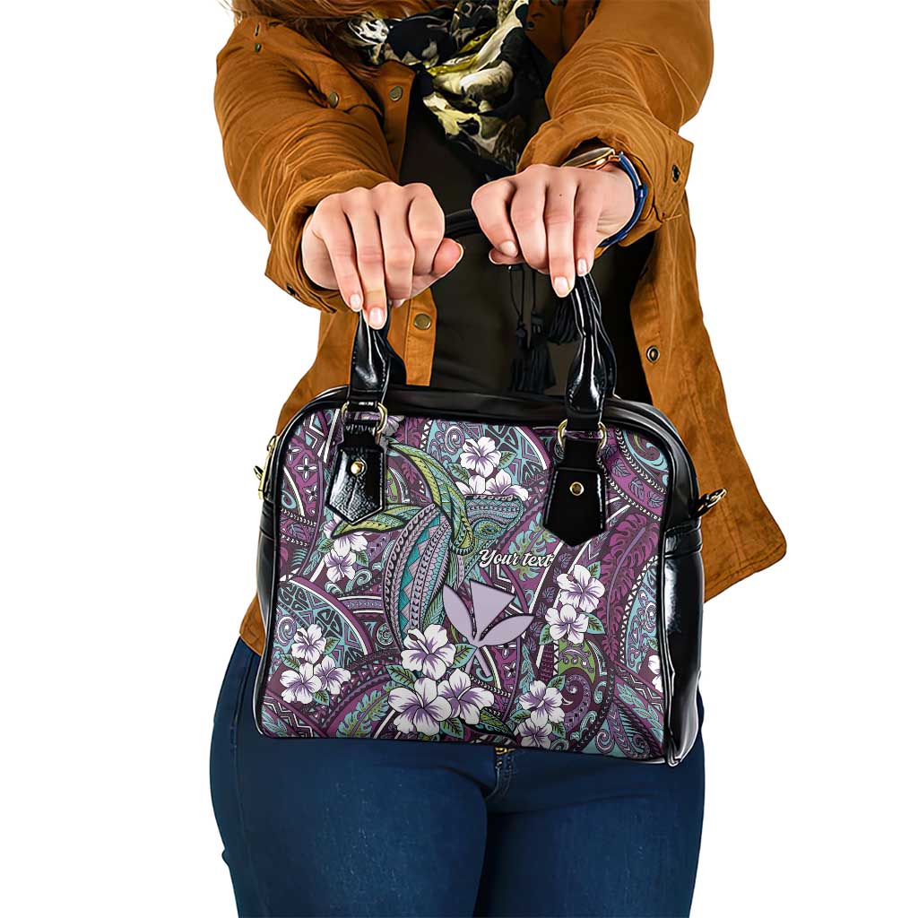 Personalised Hawaii Tribal Humpback Whale Shoulder Handbag Poni Hibiscus Seamless Pattern LT9 One Size Purple - Polynesian Pride