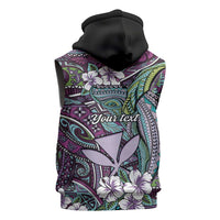 Personalised Hawaii Tribal Humpback Whale Sleeveless Zip Hoodie Poni Hibiscus Seamless Pattern LT9 - Polynesian Pride