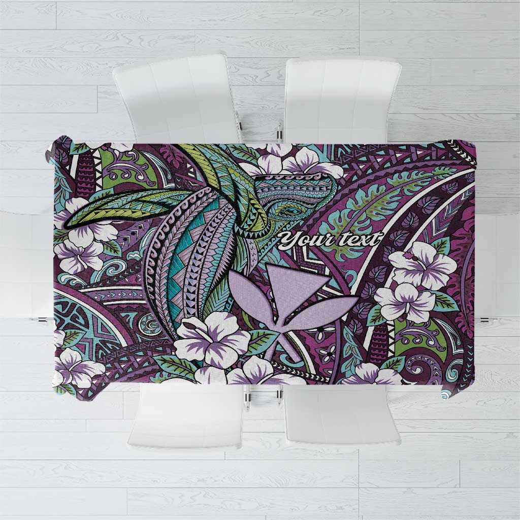 Personalised Hawaii Tribal Humpback Whale Tablecloth Poni Hibiscus Seamless Pattern