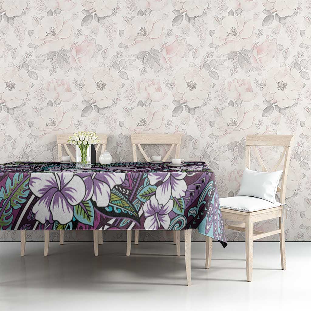 Personalised Hawaii Tribal Humpback Whale Tablecloth Poni Hibiscus Seamless Pattern