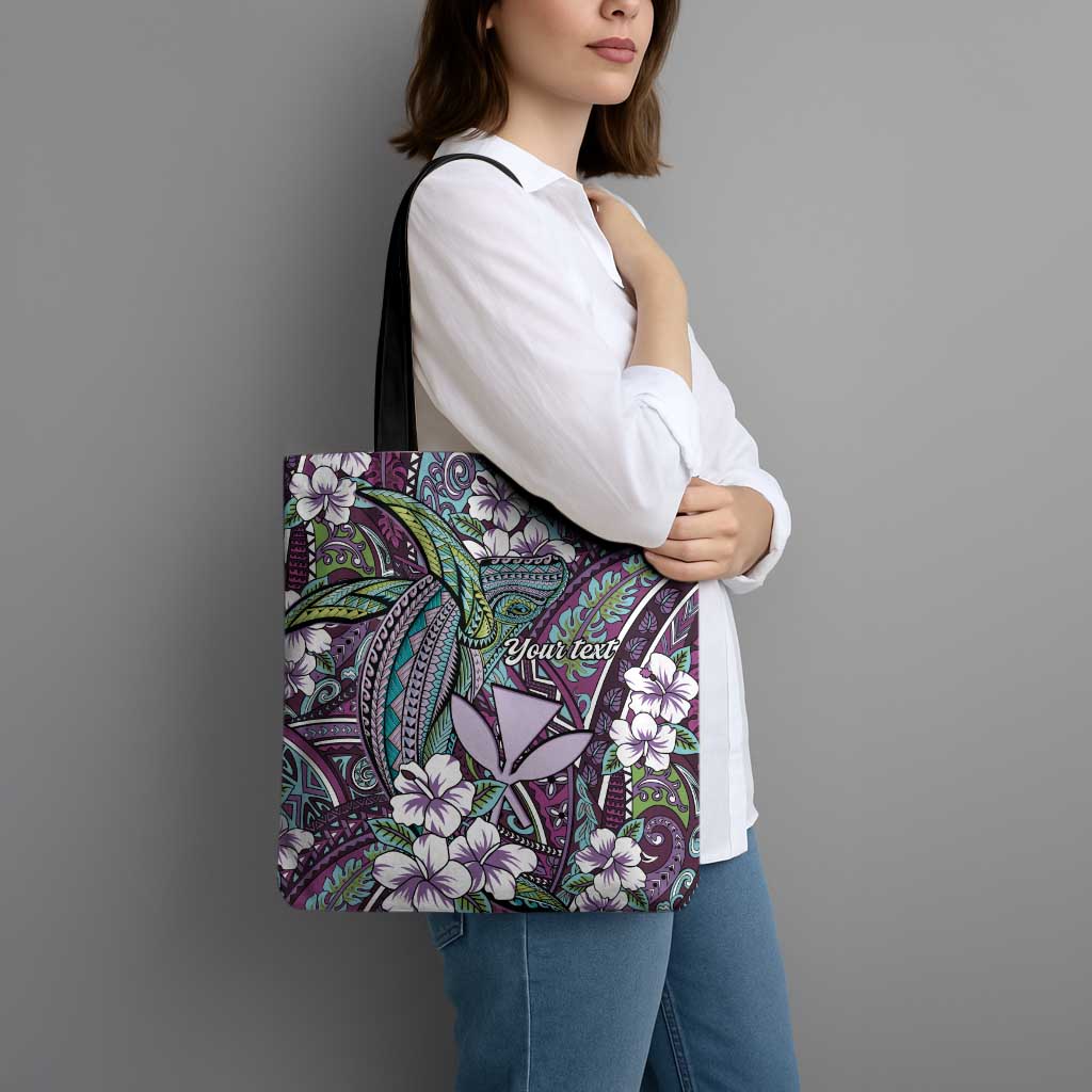 Personalised Hawaii Tribal Humpback Whale Tote Bag Poni Hibiscus Seamless Pattern