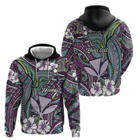 Personalised Hawaii Tribal Humpback Whale Zip Hoodie Poni Hibiscus Seamless Pattern LT9 - Polynesian Pride