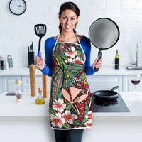 Personalised Hawaii Tribal Humpback Whale Apron Ulaula Hibiscus Seamless Pattern LT9 - Polynesian Pride