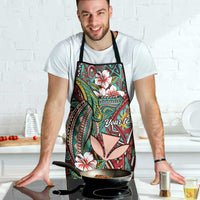 Personalised Hawaii Tribal Humpback Whale Apron Ulaula Hibiscus Seamless Pattern LT9 - Polynesian Pride