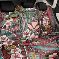 Personalised Hawaii Tribal Humpback Whale Back Car Seat Cover Ulaula Hibiscus Seamless Pattern