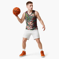 Personalised Hawaii Tribal Humpback Whale Basketball Jersey Ulaula Hibiscus Seamless Pattern LT9 - Polynesian Pride