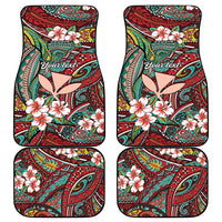 Personalised Hawaii Tribal Humpback Whale Car Mats Ulaula Hibiscus Seamless Pattern LT9 - Polynesian Pride