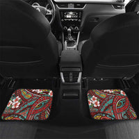 Personalised Hawaii Tribal Humpback Whale Car Mats Ulaula Hibiscus Seamless Pattern LT9 Set 2pcs - Back Red - Polynesian Pride