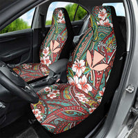 Personalised Hawaii Tribal Humpback Whale Car Seat Cover Ulaula Hibiscus Seamless Pattern