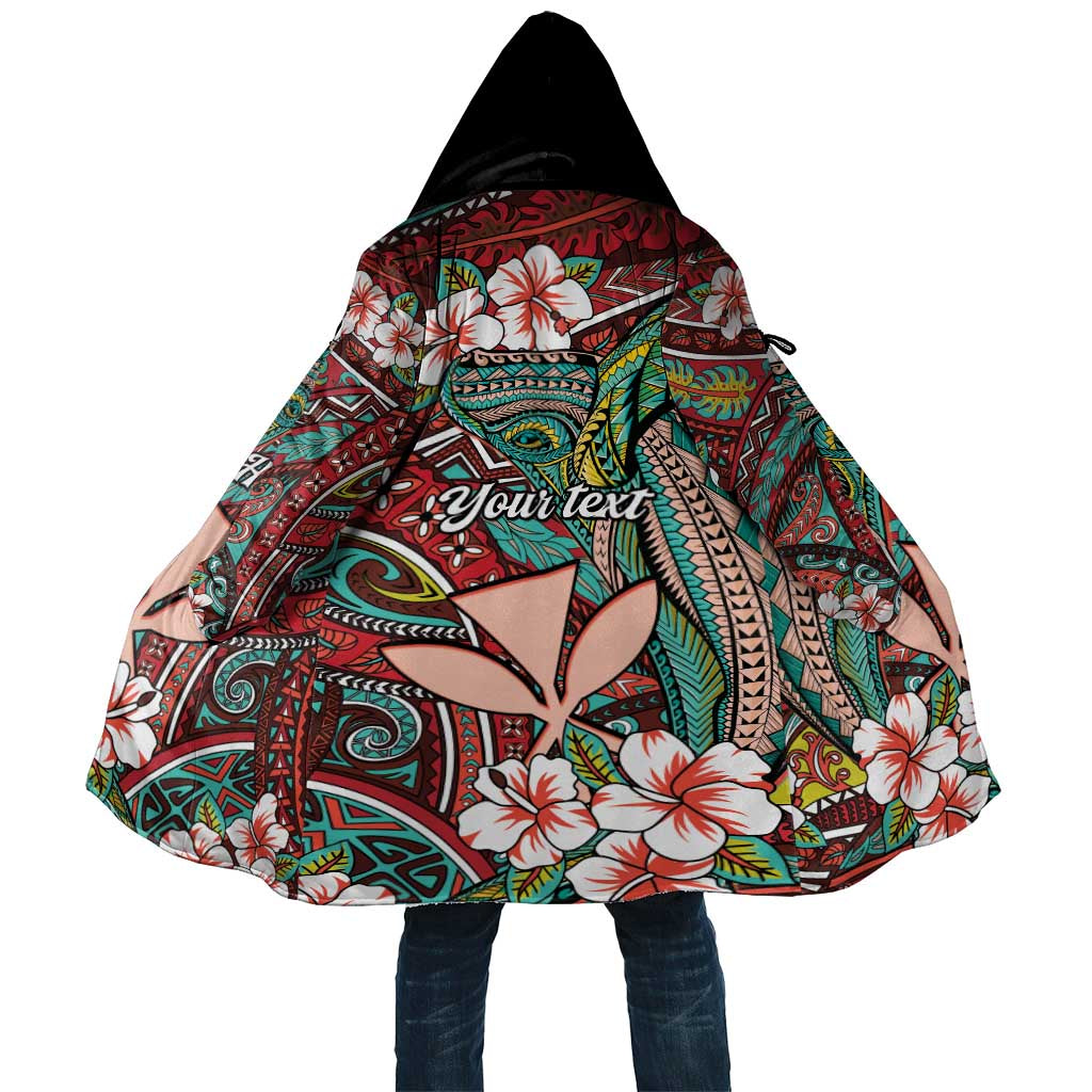 Personalised Hawaii Tribal Humpback Whale Cloak Ulaula Hibiscus Seamless Pattern LT9 Unisex Red - Polynesian Pride