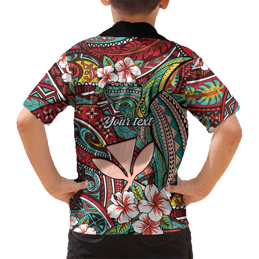 Personalised Hawaii Tribal Humpback Whale Family Matching Mermaid Dress and Hawaiian Shirt Ulaula Hibiscus Seamless Pattern