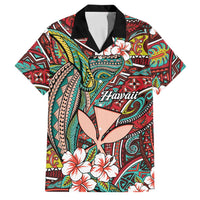 Personalised Hawaii Tribal Humpback Whale Family Matching Mermaid Dress and Hawaiian Shirt Ulaula Hibiscus Seamless Pattern