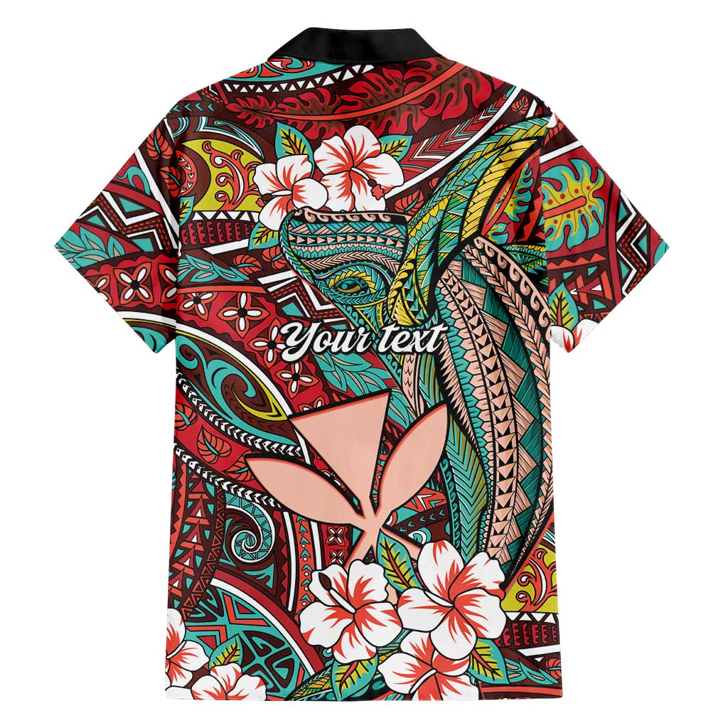 Personalised Hawaii Tribal Humpback Whale Family Matching Mermaid Dress and Hawaiian Shirt Ulaula Hibiscus Seamless Pattern