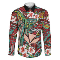 Personalised Hawaii Tribal Humpback Whale Family Matching Mermaid Dress and Hawaiian Shirt Ulaula Hibiscus Seamless Pattern
