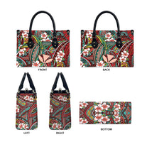 Personalised Hawaii Tribal Humpback Whale Leather Bag Ulaula Hibiscus Seamless Pattern