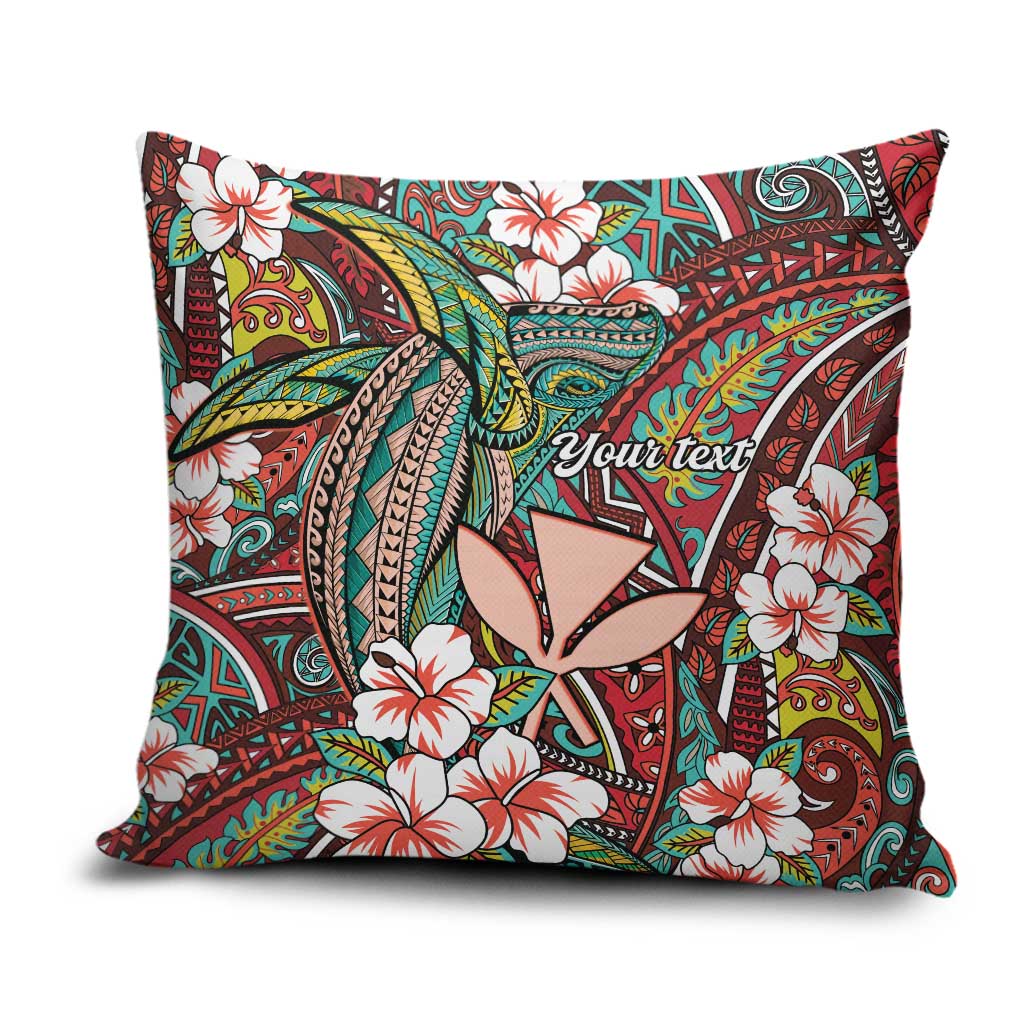 Personalised Hawaii Tribal Humpback Whale Pillow Cover Ulaula Hibiscus Seamless Pattern