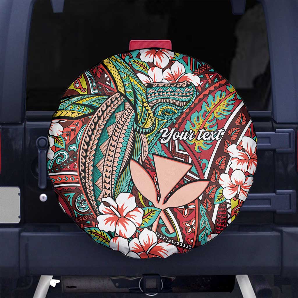Personalised Hawaii Tribal Humpback Whale Spare Tire Cover Ulaula Hibiscus Seamless Pattern LT9 No hole Red - Polynesian Pride